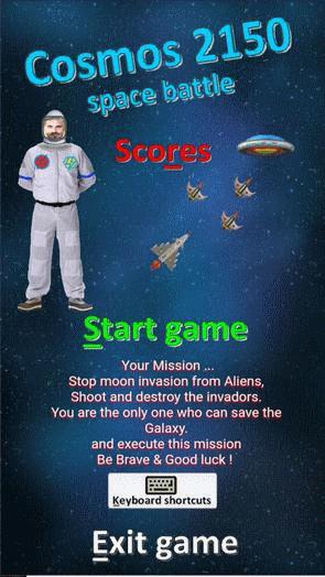 Musiquemusica Cosmos 2150 space battle shoot aliens home page